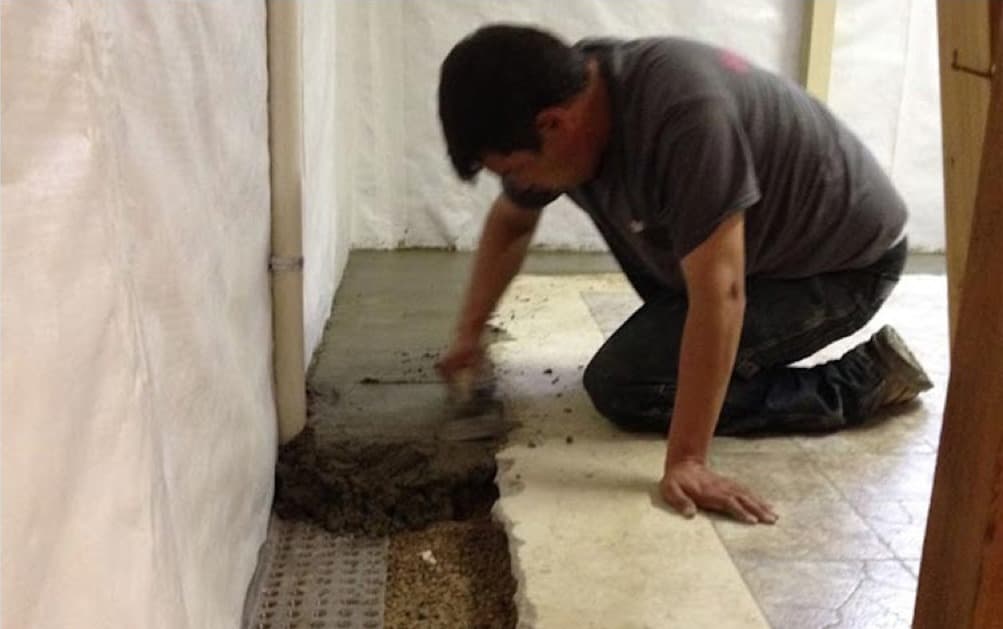 Basement floor drain installation