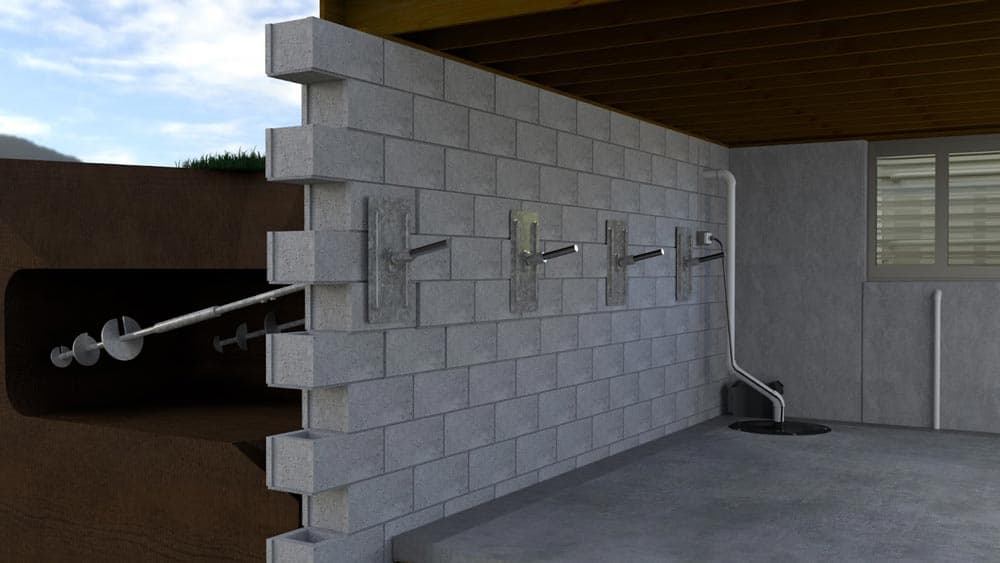 Wall anchors, also known as tiebacks, are an effective method for reinforcing foundation walls that may be bowing or tilting due to soil pressure or moisture issues
