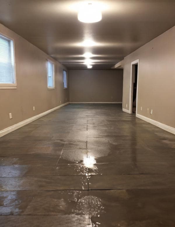 Epp Foundation Repair assessing water in the basement cove with standing water on the floor.