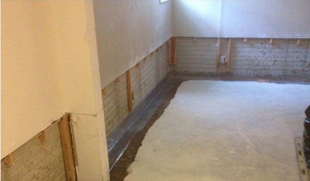 Cove joint where a basement wall meets the floor