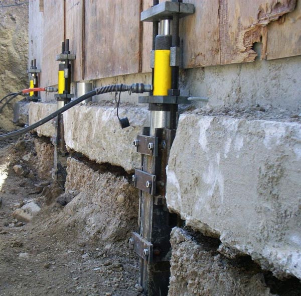 installation of push piers or helical piers